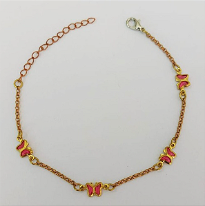 PULSEIRA NO BRUTO PRONTA PARA O BANHO - (CX144) PULSEIRA COM BORBOLETAS SUPER DELICADAS - TAMANHO 18CM - PESO TOTAL 1.9GR - BRU0003540