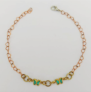 PULSEIRA NO BRUTO PRONTA PARA O BANHO - (CX144) PULSEIRA COM BORBOLETAS SUPER DELICADAS - TAMANHO 18CM - PESO TOTAL 1.9GR - BRU0003542