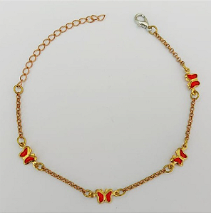 PULSEIRA NO BRUTO PRONTA PARA O BANHO - (CX144) PULSEIRA COM BORBOLETAS SUPER DELICADAS - TAMANHO 18CM - PESO TOTAL 1.9GR - BRU0003543