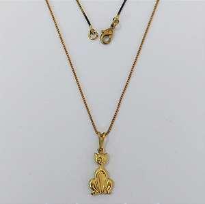 GARGANTILHA NO BRUTO PRONTO PARA O BANHO(1546)- COM CORRENTE VENEZIANA DE 45CM COM FECHO LAGOSTA (Gato Duplo 16mm)/ PESO 2.7GR - BRU0003544