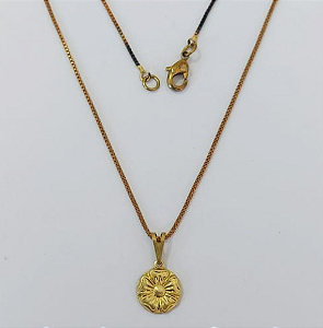 GARGANTILHA NO BRUTO PRONTO PARA O BANHO(5489)- COM CORRENTE VENEZIANA DE 45CM COM FECHO LAGOSTA (Redondo 10mm C/ Flor)/ PESO 1.9GR - BRU0003546