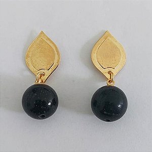 BRINCO FOLHEADO A OURO - BANHADO COM 5 MILÉSIMOS + VERNIZ DIAMOND - BRINCO DE PINO BASE LISA E PEDRA PEDRA BRILHANTE 30MM-OURO973