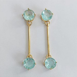 BRINCO FOLHEADO A OURO - BANHADO COM 5 MILÉSIMOS + VERNIZ DIAMOND - BRINCO DE PINO COM ZIRCÔNIA VERDE FUSIOM 10MM - OURO1003