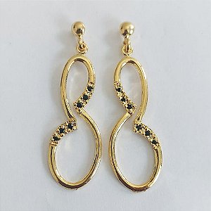 BRINCO FOLHEADO A OURO - BANHADO COM 5 MILÉSIMOS + VERNIZ DIAMOND - BRINCO DE PINO COM BASE BOLA VAZADO E MICRO ZIRCÔNIAS PRETAS 50MM - OURO1006