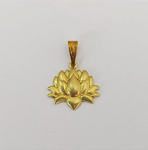 PINGENTE NO BRUTO PRONTO PARA O BANHO COM CONTRA ARGOLA(3332) COMPOSIÇÃO 100% LATÃO ( Flor De Lotus 12mm )PESO 0,7GR - BRU0003559