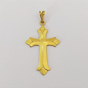 PINGENTE NO BRUTO PRONTO PARA O BANHO COM CONTRA ARGOLA(626) COMPOSIÇÃO 100% LATÃO (Pingente Cruz Portuguesa Facetada 30x21mm ) PESO 1.4GR - BRU0003560