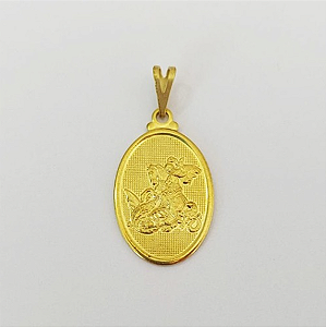 PINGENTE NO BRUTO PRONTO PARA O BANHO COM CONTRA ARGOLA(1782) COMPOSIÇÃO 100% LATÃO ( 1782) (Pingente Oval Sao Jorge 20x15mm Borda Lisa )PESO 1,9GR - BRU0003580