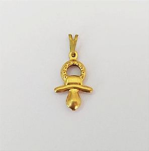 PINGENTE NO BRUTO PRONTO PARA O BANHO COM CONTRA ARGOLA COMPOSIÇÃO 100% LATÃO ( E1221) ( Chupeta de bebê dupla 20mm ) PESO 0,9GR - BRU0003582