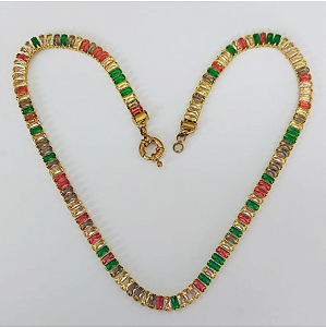 SHOCKER NO BRUTO PRONTO PARA O BANHO(CX145)/TAMANHO 42CM LARGURA 5MM TODA EM ZIRCONIA COLORIDA- COM FECHO BOIA / PESO 15,5GR -BRU0003590