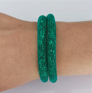 PULSEIRA STARDUST ROXA DUPLA E MALHA COM PEDRAS EM CRISTAIS E FECHO MAGNÉTICO - (CX.17) TAMANHO: 45CM - BIJU00088