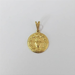PINGENTE NO BRUTO PRONTO PARA O BANHO(COM CONTRA ARGOLA)Medalha Sagrado Coração Jesus 15mm / PESO 1.1GR - BRU0003617