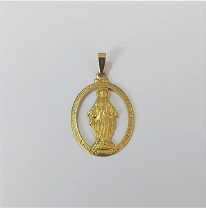 PINGENTE NO BRUTO PRONTO PARA O BANHO(577)(COM CONTRA ARGOLA)Medalha Oval Vaz C/ N. Sra. Graças 30x24mm / PESO 2.3GR - BRU0003619