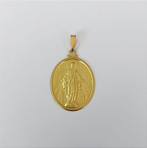 PINGENTE NO BRUTO PRONTO PARA O BANHO(630)(COM CONTRA ARGOLA)Pingente Oval N.s. Das Graças Borda Lisa 30x24mm / PESO 2.0GR - BRU0003622