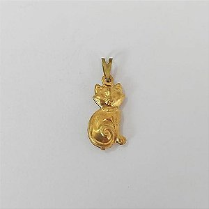PINGENTE NO BRUTO PRONTO PARA O BANHO(1546) - PINGENTE GATO DUPLO 16MM PESO 1,8GR - BRU0003625