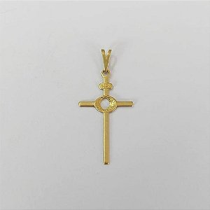 PINGENTE NO BRUTO PRONTO PARA O BANHO(929) - PINGENTE CRUZ MODERNA 28MM PESO 0,9GR - BRU0003627