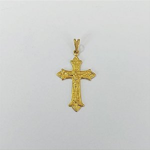 PINGENTE NO BRUTO PRONTO PARA O BANHO(04) - PINGENTE CRUZ COM JESUS 20X33MM PESO 7,1GR - BRU0003628