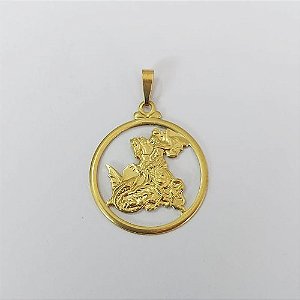 PINGENTE NO BRUTO PRONTO PARA O BANHO(534) - PINGENTE SÃO JORGE VAZADO 30MM PESO 2,8GR - BRU0003636