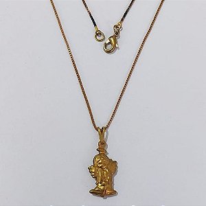 GARGANTILHA NO BRUTO PRONTO PARA O BANHO - COM CORRENTE VENEZIANA DE 45CM -(E1269)- PINGENTE ANJIMHO 12MM PESO: 3,2GR - BRU0003678