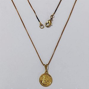 GARGANTILHA NO BRUTO PRONTO PARA O BANHO - COM CORRENTE VENEZIANA DE 45CM -(E2126)- PINGENTE IMAGEM JESUS CRISTO 11MM PESO: 3,1GR - BRU0003687