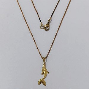 GARGANTILHA NO BRUTO PRONTO PARA O BANHO(5242) - COM CORRENTE VENEZIANA DE 45CM - PINGENTE SEREIA 20MM PESO: 2,6GR - BRU0003691