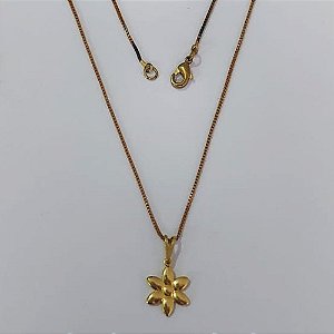 GARGANTILHA NO BRUTO PRONTO PARA O BANHO(59) - COM CORRENTE VENEZIANA DE 45CM - PINGENTE MARGARIDA DUPLA 13MM PESO: 2,9GR - BRU0003692