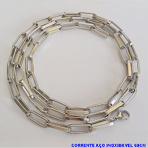CORRENTE EM AÇO INOXIDAVEL PRONTA COM FECHO LAGOSTA (TAMANHO 60CM) LARGURA 5.6MM - (AÇO22) AÇO2289