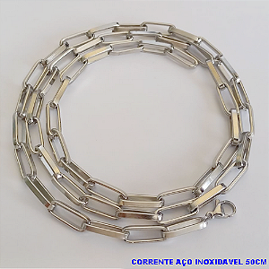 CORRENTE EM AÇO INOXIDAVEL PRONTA COM FECHO LAGOSTA (TAMANHO 50CM) LARGURA 5.6MM - (AÇO22) AÇO2290