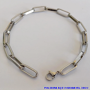 PULSEIRA EM AÇO INOXIDAVEL PRONTA COM FECHO LAGOSTA (TAMANHO 28CM) LARGURA 5.6MM - (AÇO22) AÇO2295