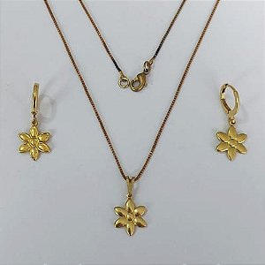 CONJUNTO NO BRUTO PRONTO PARA O BANHO COM CORRENTE VENEZIANA DE 45CM (100% LATÃO )(59) - PINGENTES MARGARIDA DUPLA 13MM- PESO: 4,9GR - BRU0003715