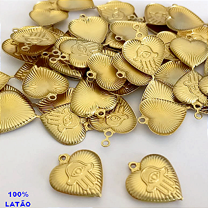 ACESSÓRIO NO BRUTO PRONTO PARA O BANHO (CX146) -Coração 17m Diamantado Mão De Fatima (3868) - PESO 1.6GR - BRU0003746