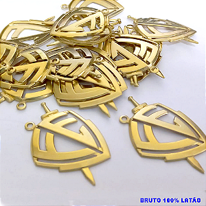 ACESSORIO NO BRUTO PRONTO PARA O BANHO(858)(CX146) -(Escudo Vazado "fé" 35mm) VENDIDO POR UNIDADE (PESO 3.2GR- BRU3790