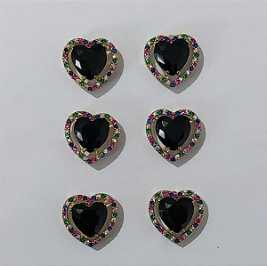 BRINCO NO BRUTO PRONTO PARA O BANHO - KIT COM 3 BRINCOS DE PINO COM BASE EM ALTA FUSÃO CRAVEJADA EM MICRO ZIRCONIA COLORIDA DE 14MM E PEDRA DE ZIRCONIAS DE10X10MMMM - PESO DO PAR 3.8GR - BRU3830