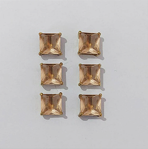 BRINCO NO BRUTO PRONTO PARA O BANHO - KIT COM 3 BRINCOS DE PINO COM BASE EM ALTA FUSÃO COM ZIRCÔNIA QUADRADA 8X8MM - PESO TOTAL 3,5GR - BRU3868