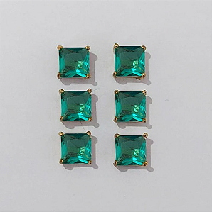 BRINCO NO BRUTO PRONTO PARA O BANHO - KIT COM 3 BRINCOS DE PINO COM BASE EM ALTA FUSÃO COM ZIRCÔNIA QUADRADA 8X8MM - PESO TOTAL 3,5GR - BRU3873