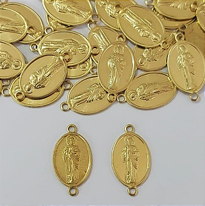 ACESSORIO NO BRUTO PRONTO PARA O BANHO(CX149)(5938) VENDIDO POR UNIDADE/ Oval 12,8mm São Judas Tadeu C/ 2 Cabeça / PESO 0,7GR - BRU3904