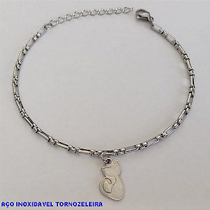 TORNOZELEIRA EM AÇO INOXIDAVEL (BCOL058)LARGURA 2,5MM (TAMANHO 25CM + EXTENSSOR )COM FECHO LAGOSTA AÇO0135