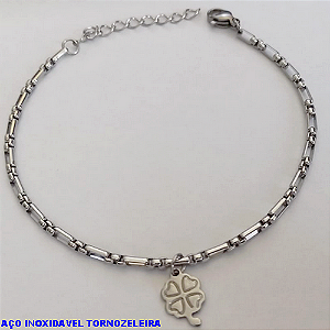 TORNOZELEIRA EM AÇO INOXIDAVEL (BCOL058)LARGURA 2,5MM (TAMANHO 25CM + EXTENSSOR )COM FECHO LAGOSTA AÇO0136