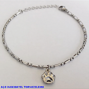 TORNOZELEIRA EM AÇO INOXIDAVEL (BCOL058)LARGURA 2,5MM (TAMANHO 25CM + EXTENSSOR )COM FECHO LAGOSTA AÇO0138