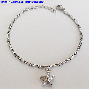 TORNOZELEIRA EM AÇO INOXIDAVEL (BCOL058)LARGURA 2,5MM (TAMANHO 25CM + EXTENSSOR )COM FECHO LAGOSTA AÇO0139