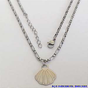 SHOCKER EM AÇO INOXIDAVEL()(BCOL058)LARGURA 2,5MM (TAMANHO 40CM + EXTENSSOR )COM FECHO LAGOSTA AÇO0140