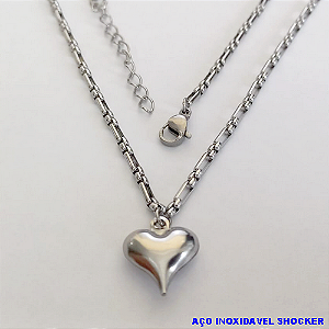 SHOCKER EM AÇO INOXIDAVEL()(BCOL058)LARGURA 2,5MM (TAMANHO 40CM + EXTENSSOR )COM FECHO LAGOSTA AÇO0141