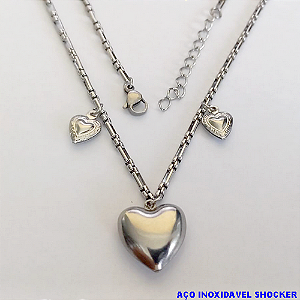 SHOCKER EM AÇO INOXIDAVEL()(BCOL058)LARGURA 2,5MM (TAMANHO 40CM + EXTENSSOR )COM FECHO LAGOSTA AÇO0143