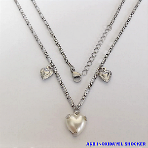 SHOCKER EM AÇO INOXIDAVEL()(BCOL058)LARGURA 2,5MM (TAMANHO 40CM + EXTENSSOR )COM FECHO LAGOSTA AÇO0144