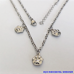 SHOCKER EM AÇO INOXIDAVEL()(BCOL058)LARGURA 2,5MM (TAMANHO 40CM + EXTENSSOR )COM FECHO LAGOSTA AÇO0145