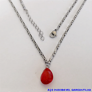 GARGANTILHA EM AÇO INOXIDAVEL()(BCOL058)LARGURA 2,5MM (TAMANHO 50CM + EXTENSSOR )(PEDRA DE ZIRCONIA 10X14) COM FECHO LAGOSTA AÇO0147