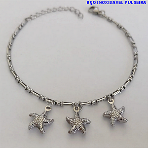 PULSEIRA EM AÇO INOXIDAVEL()(BCOL058)LARGURA 2,5MM (TAMANHO 18CM + EXTENSSOR - COM FECHO LAGOSTA AÇO0153