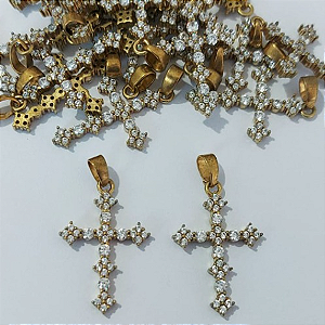 PINGENTE NO BRUTO PRONTO PARA O BANHO (CRUZ TODA CRAVEJADA EM MICRO ZIRCONIAS ) - TAMANHO 2X1,5CM (ALTA FGUSÃO) - (CX148) ( - PESO 0,8GR - BRU23911