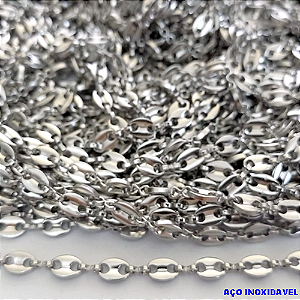 CORRENTE EM AÇO INOXIDAVEL(BCOL067) - LARGURA 5MM (CORRENTE VENDIDA POR METRO ) AÇO0162