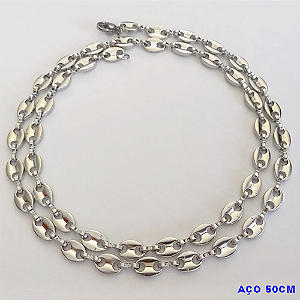 CORRENTE EM AÇO INOXIDAVEL LARGURA DE 5MM COM FECHO LAGOSTA(BCOL067) ( TAMANHO 50CM ) AÇO0164