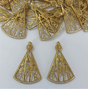 PINGENTE NO BRUTO PRONTO PARA O BANHO EM ALTA FUSÃO (CX148) (PESO 3.3GR - TODO CRAVEJADO EM MICRO ZIRCONIAS - BRU23924